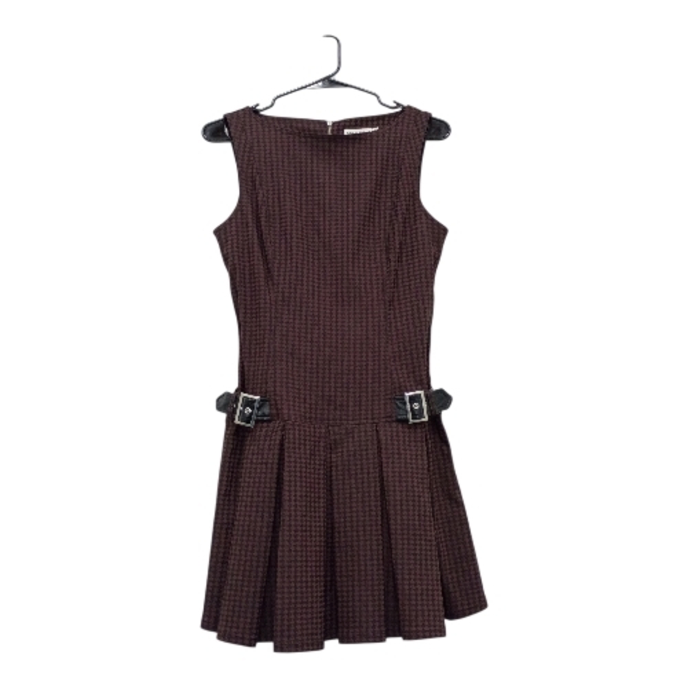 Avec Les Filles Brown Plaid Mini Dress